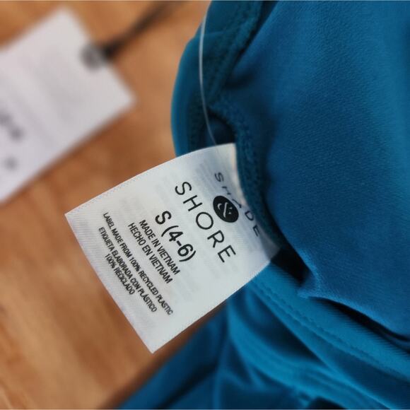 Shade & Shore‎ NWT Plunge Tie-Front Teal One Piece Swimsuit Size Small - Picture 9 of 9